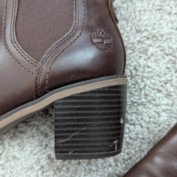 Timberland Women's Leather Brynlee Park Heeled Chelsea Ankle Boot in Brown 5.5 - Picture 3 of 9